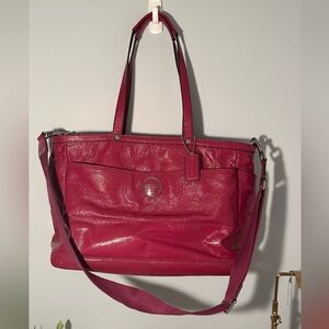 Coach 2011 Signature Embroidered Berry Leather Shoulder‎ Bag Tote F15142